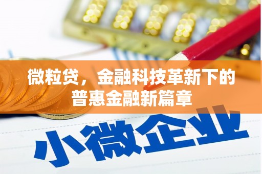 大里微粒贷，金融科技革新下的普惠金融新篇章
