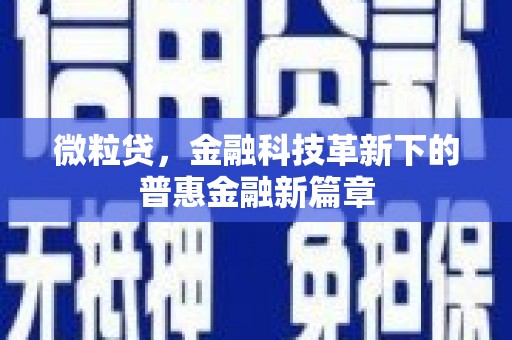 大里微粒贷，金融科技革新下的普惠金融新篇章